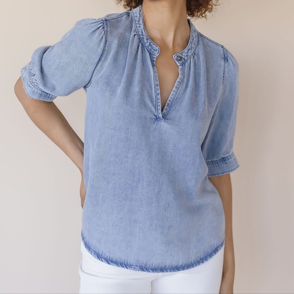 Velvet Heart Denim Almafi Light Skyfall Top Sz M - Picture 5 of 10